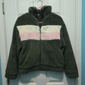 Wonder Nation Girls Soft Plush Green Jacket Size XXL